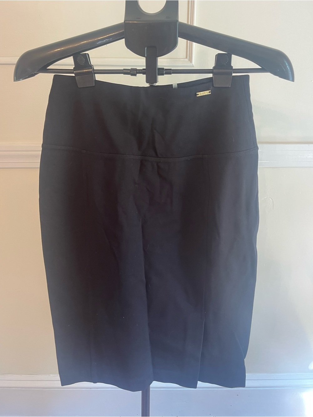 Ivanka Trump Black Pencil Skirt with Logo Accent